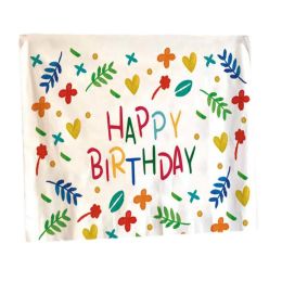 Happy Birthday Tapestry Photo Backdrop Flowers Hanging Blankets Party Decorate Wall Tapestry, 51x59 inch