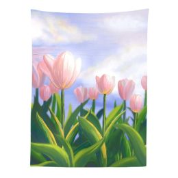 Tulip Bedroom Tapestry Dormitory Decorative Wall Cloth Bedside Tapestry Wall Tapestry, 29x39 inch