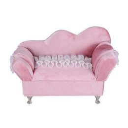 Pink Velvet Jewelry Box Storage Organizer Lace Princess Mini Chaise Longue Furniture Shape Jewelry Holder