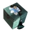 Dark Green Velvet Chinese Style Small Three Layers Jewelry Storage Organizer Box Random Embroidery Travel Portable Jewelry Holder