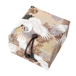 Khaki Retro Chinese Style Jewelry Gift Box Crane Jewelry Storage Organizer Box Bracelet Jewelry Box