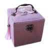 Pink Velvet Chinese Style Small Three Layers Jewelry Storage Organizer Box Random Embroidery Travel Portable Jewelry Holder