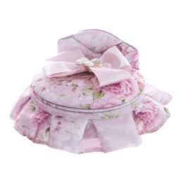 Pink Floral Jewelry Storage Box Organizer Bowknot Princess Round Bed Furniture Shape Mini Jewelry Holder