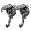 2Pcs Lifelike 3D Alien Figurine Resin Wall Mounted Coat Key Hooks for Kids Bedroom Bathroom Kitchen, Antique Silver