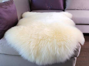 Genuine New Zealand Sheepskin Area Rug ,One Pelt Ivory Area Rug,Natural Fur, Single,2x3 feet (Ivory)