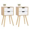 Living Room Bedroom Nightstand With 2 Storage Drawers