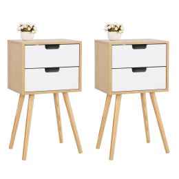 Living Room Bedroom Nightstand With 2 Storage Drawers