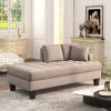 [VIDEO provided]64" Deep Tufted Upholstered Textured Fabric Chaise Lounge,Toss Pillow included,Living room Bedroom Use,Warm Grey