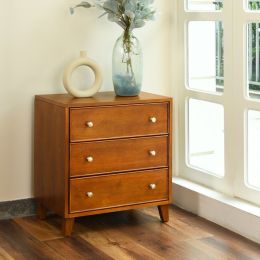 Medieval 3 Drawer Brown Bedroom Nightstand, End Table, Storage Cabinet