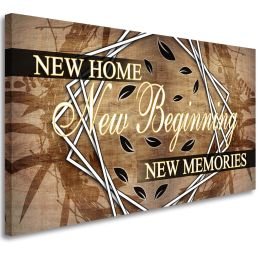 New Home Canvas Wall Art for Living Room|New Beginning Bedroom Decor for Couples|New Memories Painting Prints Quotes Wall Decor|House Warming Gift