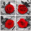 Canvas Wall Art Red Rose Flower Painting, Canvas Prints Wall Artwork Pictures for Bedroom Bathroom Wall Home Decorations-4 Panels