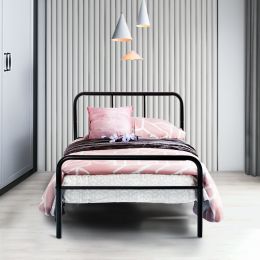 Metal Bed Frame Twin Size Black Headboard Platform Mattress Foundation Bedroom