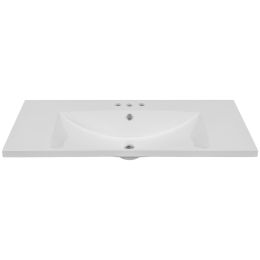 36" Single Bathroom Vanity Top with White Basin, 3-Faucet Holes, Ceramic, White