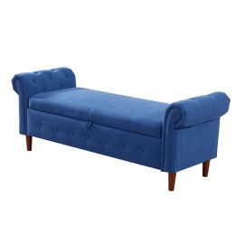 Navy Blue Multifunctional Storage Rectangular Sofa Stool