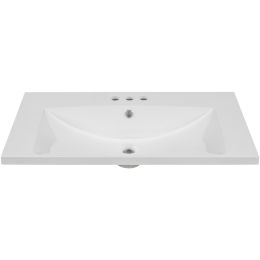 30" Single Bathroom Vanity Top with White Basin, 3-Faucet Holes, Ceramic, White