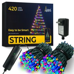 LinkedSparx LED String Lights, 110ft 420 RGB Multicolor App-Controlled LED Christmas Lights with Music Modes for Xmas Tree Indoor Party Holidays Home