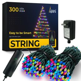 LinkedSparx LED Christmas Lights, 300 LED 78.5ft App-Controlled Smart Indoor String Lights with Green Wire, 5 Music Modes for Party Holiday Wedding De