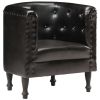 Tub Chair Black Real Leather