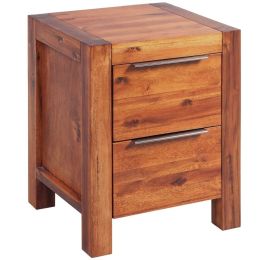 Bedside Cabinet Solid Acacia Wood Brown 17.7"x16.8"x22.8"