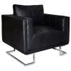 Cube Armchair with Chrome Feet Black Leather