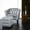 Tub Chair with Footrest Silver Faux Leather