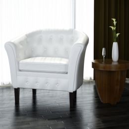 Tub Chair White Faux Leather