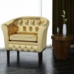 Tub Chair Armchairs Gold Faux Leather