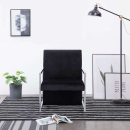 Armchair with Chrome Feet Black Velvet