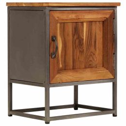 Bedside Cabinet Recycled Teak and Steel 15.7"x11.8"x19.7"