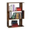 Bookcase and Bookshelf 3 Tier Display Shelf, S-Shaped Z-Shelf Bookshelves, Freestanding Multifunctional Decorative Storage Shelving for Home Office, V