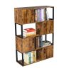 Bookcase with 4 Storage Cabinet, 4 Tier Bookshelf for Living Room, Office, Storage Oraganizer with 4 Cube, Vintage Brown RT