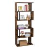 Bookcase and Bookshelf 5 Tier Display Shelf, S-Shaped Z-Shelf Bookshelves, Freestanding Multifunctional Decorative Storage Shelving for Home Office, V