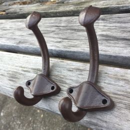 5 Pack Vintage Style Cast Iron Wall Coat Hooks Hat Hook Hall Tree 3 3/4" Coffee RT