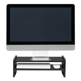 2-Tier Wood Arm Riser Desk Storage Organizer 16.7 inch Computer Monitor Stand Clamp Desk TV Shelf Risers RT