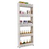 Laundry Room Organizer, Mobile Shelving Unit Organizer with 5 Large Storage Baskets, Gap Storage Slim Slide Out Pantry Storage Rack for Narrow Spaces