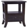 Bedside Cabinet Light Black Coffee Solid Mahogany Wood