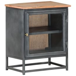 Bedside Cabinet Gray 15.7"x11.8"x19.7" Solid Acacia Wood