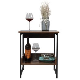 Vintage End Table, Side Table with Storage Shelf and Stable Metal Frame for Living Room and Bedroom