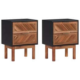 Nightstands 2 pcs 15.7"x11.8"x20.9" Solid Acacia Wood and MDF