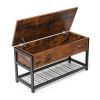 Industrial Storage Bench, Entryway Lift Top Shoe Storage Bench in Dining Room, Hallway, Living Room Metal Frame