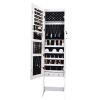 Full Mirror Makeup Mirror Cabinet 2 Drawers 5 Layers Storage Cabinet Solid Wood Pattern Covered I-Shaped Base Floor Jewelry Mirror Cabinet White (Incl