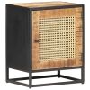 Bedside Cabinet 15.7"x11.8"x19.7" Rough Mango Wood and Natural Cane