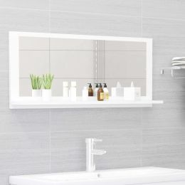 Bathroom Mirror White 35.4"x4.1"x14.6" Chipboard