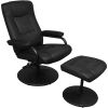 TV Armchair with Footstool Black Faux Leather