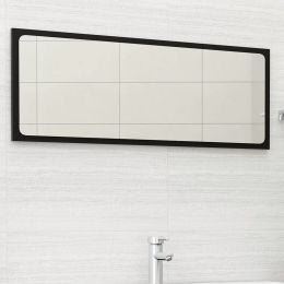 Bathroom Mirror Black 39.4"x0.6"x14.6" Chipboard