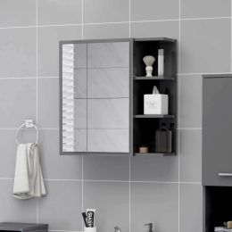 Bathroom Mirror Cabinet High Gloss Gray 24.6"x8.1"x25.2" Chipboard