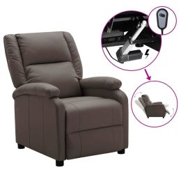 Electric Recliner Brown Faux Leather