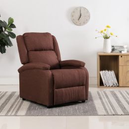 TV Recliner Chair Brown Fabric