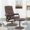 Massage Recliner with Footrest Brown Fabric