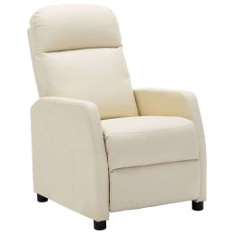 Reclining Chair Cream White Faux Leather